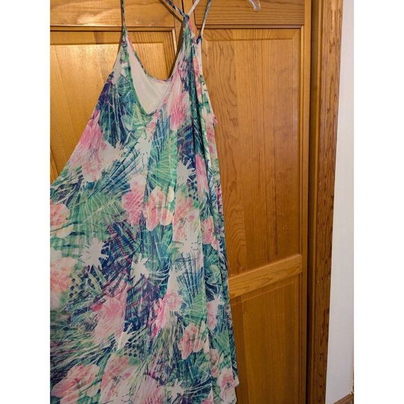 Pink & Green Trapeze Maxi Dress Small Resort - Picture 9 of 9